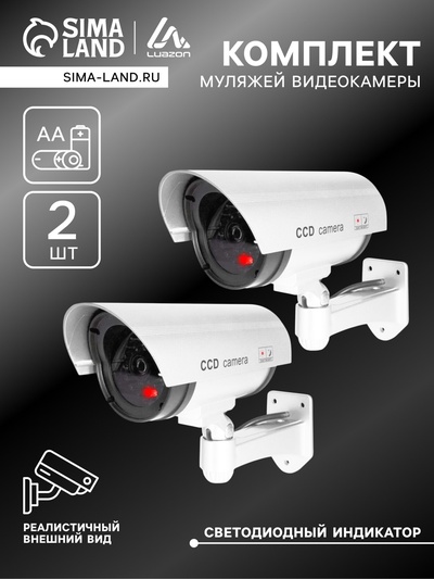 Комплект муляжей уличной видеокамеры Luazon VM-2, две камеры, с индикатором, 2хАА (не в комплекте), серый