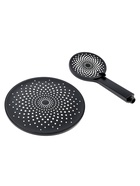 УЦЕНКА Набор леек для душа ZEIN Z3553, верх. на шарнире d=22 см, ручн. 5 реж. d=12 см, черный - Фото 1