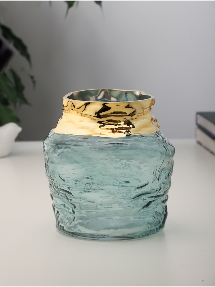 Ваза для цветов «Кэли стиль», элит, d=11 см, 17×15 см, стекло, зелёная - Фото 1