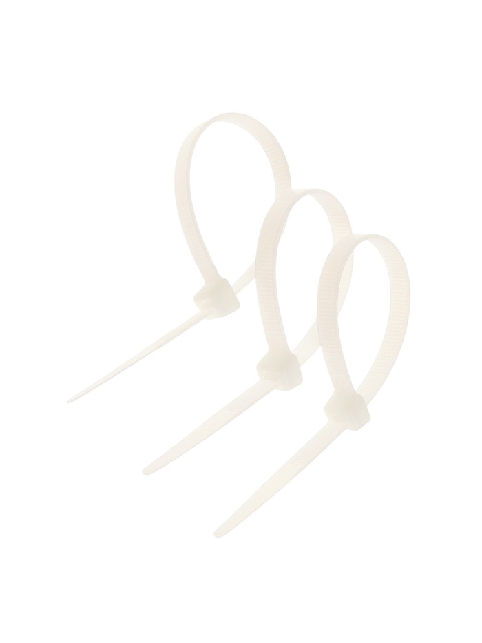 Хомут нейлоновый для стяжки, ТУНДРА, одноразовый, 7.2×200 мм, белый, 50 шт. - Фото 1