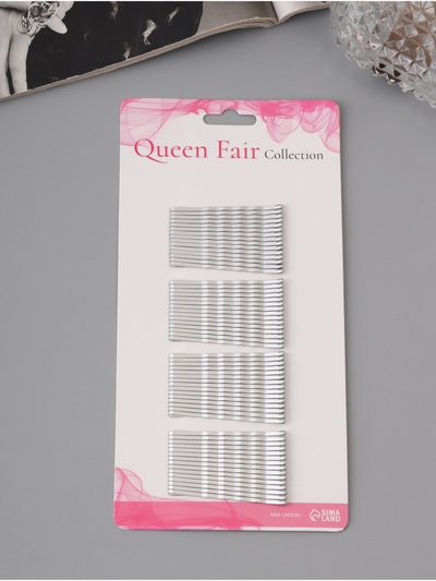 Невидимки для волос QF «Валери», набор 60 шт., 4.5 см, серебро