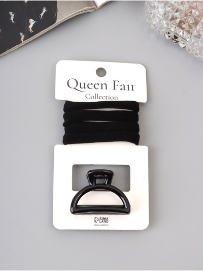 Набор для волос QF «Вивьен», 4 резинки 5.5 см, краб 4 см, дуга, чёрный