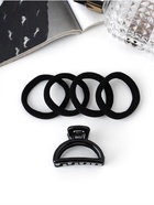 Набор для волос «Вивьен», 4 резинки 5.5 см, краб 4 см, дуга, чёрный (комплект 3 шт) - фото 63114756