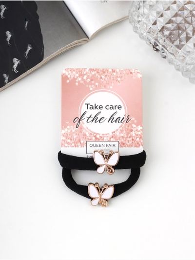 Резинки для волос QF «Грейс», набор 2 шт., бабочка, 3.5 см, чёрные