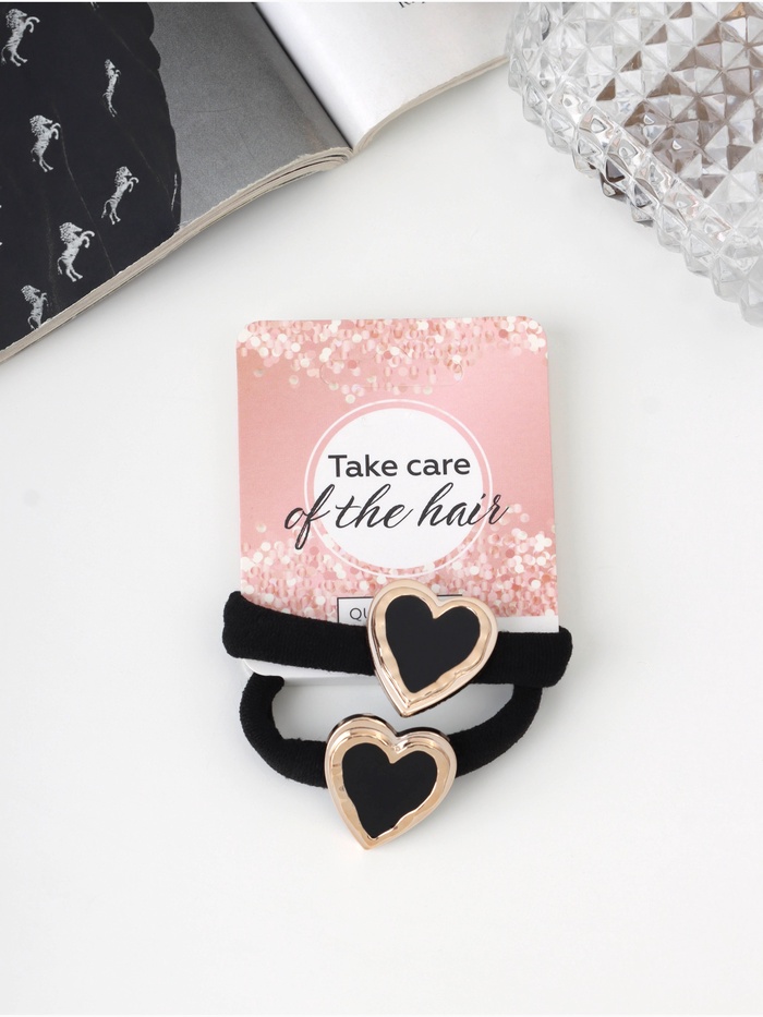 Резинки для волос QF «Джуди», набор 2 шт., 3.5 см, чёрные