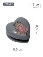 Расчёска массажная «Сердце», складная, 8.5×8.5 см, серая - Фото 2