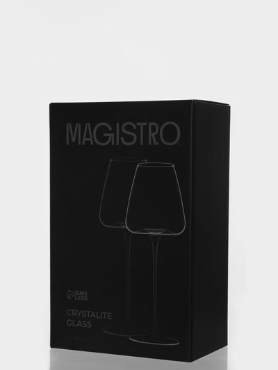 Бокалы для вина Magistro «Амьен», 570 мл, h=28 см, набор 2 шт., стекло, прозрачные