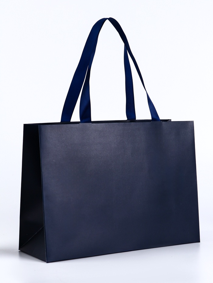 Пакет подарочный ламинированный горизонтальный «Синий», 28×20×10 см - Фото 1