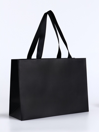 Пакет подарочный ламинированный горизонтальный «чёрный», 28×20×10 см