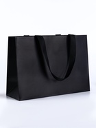 Пакет подарочный ламинированный горизонтальный «чёрный», 28×20×10 см - Фото 2