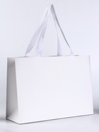 Пакет подарочный ламинированный горизонтальный «Белый», 28×20×10 см - Фото 1