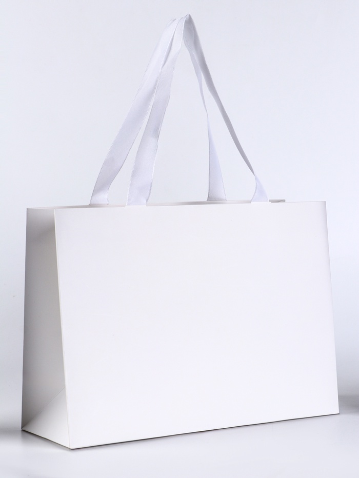 Пакет подарочный ламинированный горизонтальный «Белый», 28×20×10 см - Фото 1