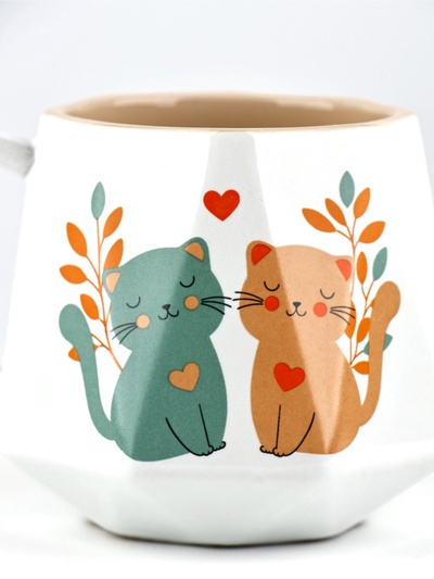Кружка чайная керамическая «Котики», 350 мл