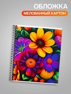Тетрадь 96 листов в клетку, на гребне «Яркие цветы», белые листы, МИКС - Фото 3