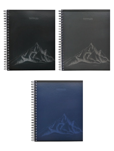Тетрадь 96 листов в клетку, на гребне «Горы. Минимализм» белые листы