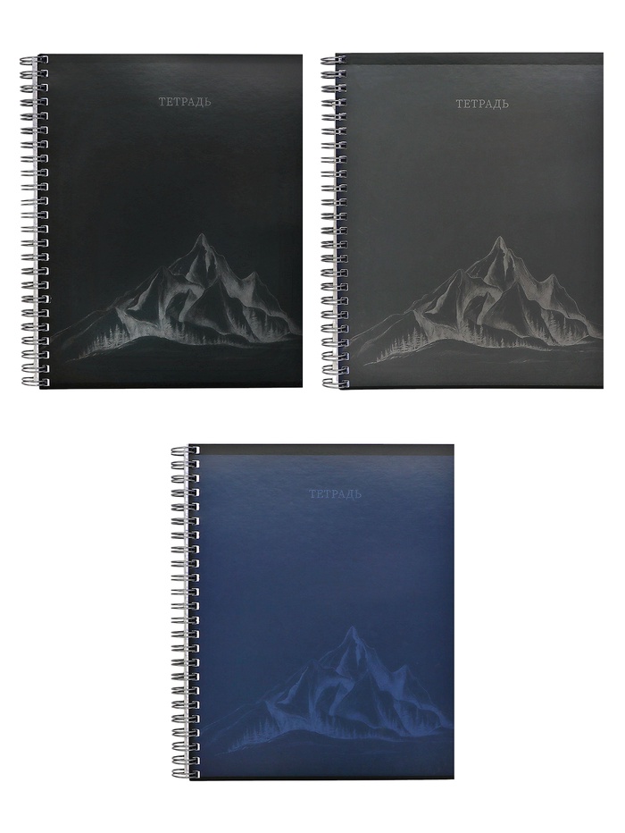 Тетрадь 96 листов в клетку, на гребне «Горы. Минимализм» белые листы - Фото 1
