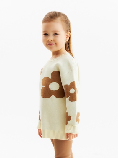 Джемпер для девочки KAFTAN «Цветы», бежевый, размер 30 (98-104 см)