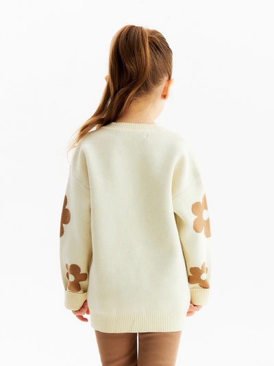 Джемпер для девочки KAFTAN «Цветы», бежевый, размер 30 (98-104 см)