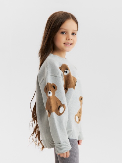 Джемпер для девочки KAFTAN «Мишки», серый, размер 32 (110-116 см)