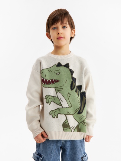 Джемпер детский KAFTAN T-Rex, бежевый, рост 110-116 см