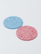Спонж для умывания, набор - 2 шт., d=8 см, розовый/синий - Фото 1