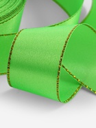 Лента атласная, с золотым люрексом, 25 мм, 23±1 м, ярко-зелёная №137 - Фото 3