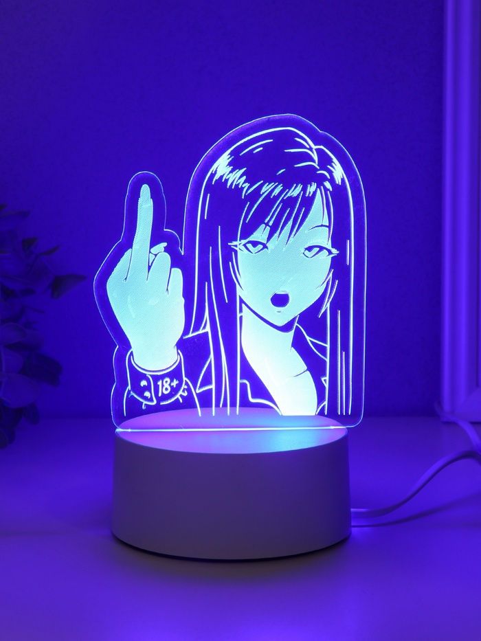 Светильник 3D RISALUX Fuck, LED-ночник, RGB, от сети, 9.5×13.4×17 см