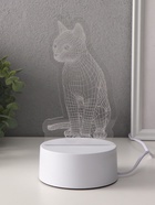 Светильник 3D RISALUX «Кошка», LED-ночник, RGB, от сети, 9.5×8.2×17 см - Фото 2