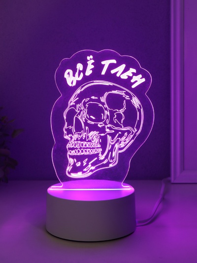 Светильник 3D RISALUX «Череп. Всё тлен», LED-ночник, RGB, от сети, 9.5×10.2×14.9 см