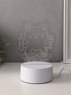Светильник "Кот с вином. Заебиссимо" LED RGB от сети RISALUX 9,5х11,8х14,7 см 10797453 - фото 13900200