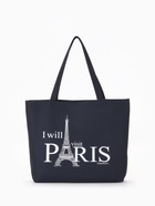 Сумка текстильная шопер на молнии с подкладкой, 42×9×32 см, с рисунком, чёрная/белая - Фото 2