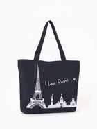 Сумка текстильная шопер на молнии с подкладкой, 42×9×32 см, с принтом, чёрная/белая - Фото 3