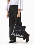 Сумка текстильная шопер на молнии с подкладкой, 42×9×32 см, с принтом, чёрная/белая - Фото 6