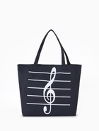 Сумка текстильная шопер на молнии, 42×9×32 см, с принтом, чёрная/белая - Фото 2