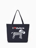 Сумка-шопер на молнии, с принтом I love zebra, чёрная/белая - фото 33705154