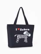 Сумка текстильная шопер на молнии, с принтом, 42×9×32 см, чёрная/белая - Фото 3