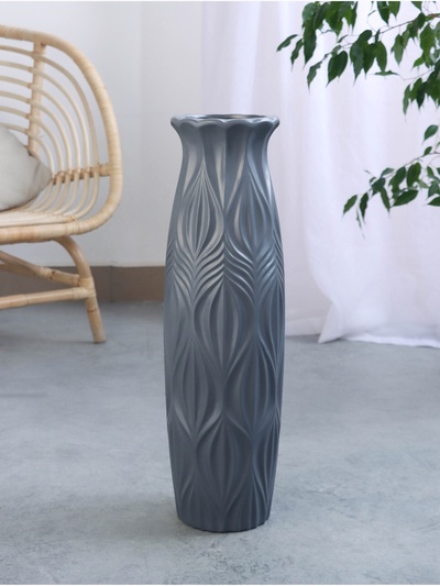 Ваза напольная «Криспин», 59×15 см, керамика, серая
