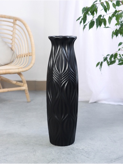 Ваза напольная «Криспин», 59×15 см, керамика, чёрная