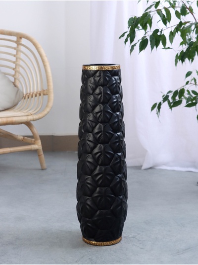 Ваза напольная «Хадвин», 60×13 см, керамика, чёрная