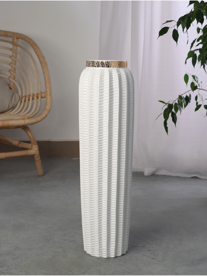 Ваза напольная «Хейден», 59×14 см, керамика, белая