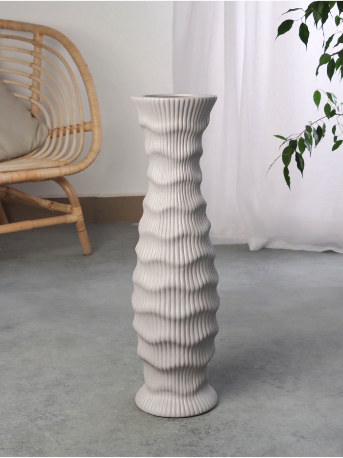 Ваза для цветов напольная «Каро», 58×13 см, керамика, серая