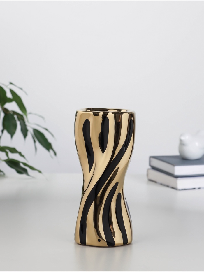 Ваза «Имоджен», 18×7 см, керамика, золотисто-чёрная - Фото 1