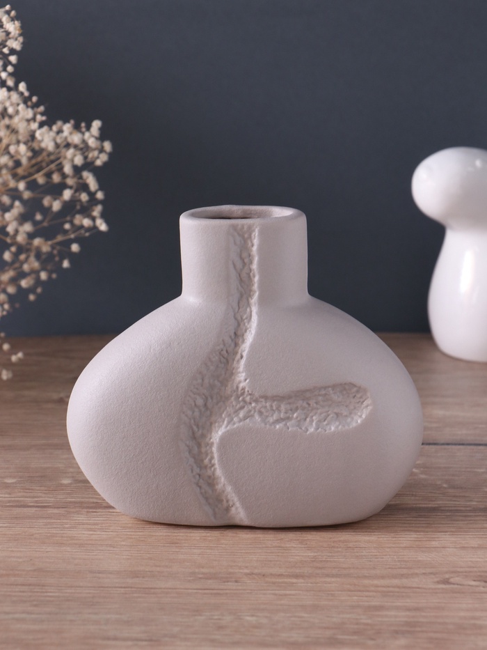 Ваза для цветов «Бранвен», 650 мл, 15×15 см, керамика, серая