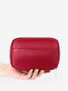 Косметичка дорожная на молнии с карманом, на подкладке, бордовая - Фото 3