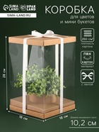 Коробка PVC, для цветов с лентой, 28×18×18 см, крафт - Фото 1