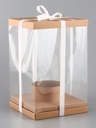 Коробка PVC, для цветов с лентой, 28×18×18 см, крафт - Фото 2