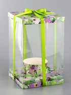 Коробка PVC, для цветов и букетов, с лентой, 28×18×18 см, зеленый - Фото 2