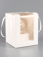 Коробка для цветов, букетов, белая с ПВХ окном, 20×20×25 см - Фото 2