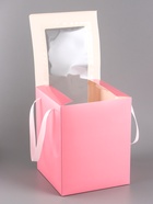 Коробка для цветов и букетов, розовая с ПВХ окном, 20×20×25 см - Фото 4