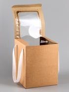 Коробка для цветов и букетов, крафт с ПВХ окном, 16×16×20 см - Фото 4